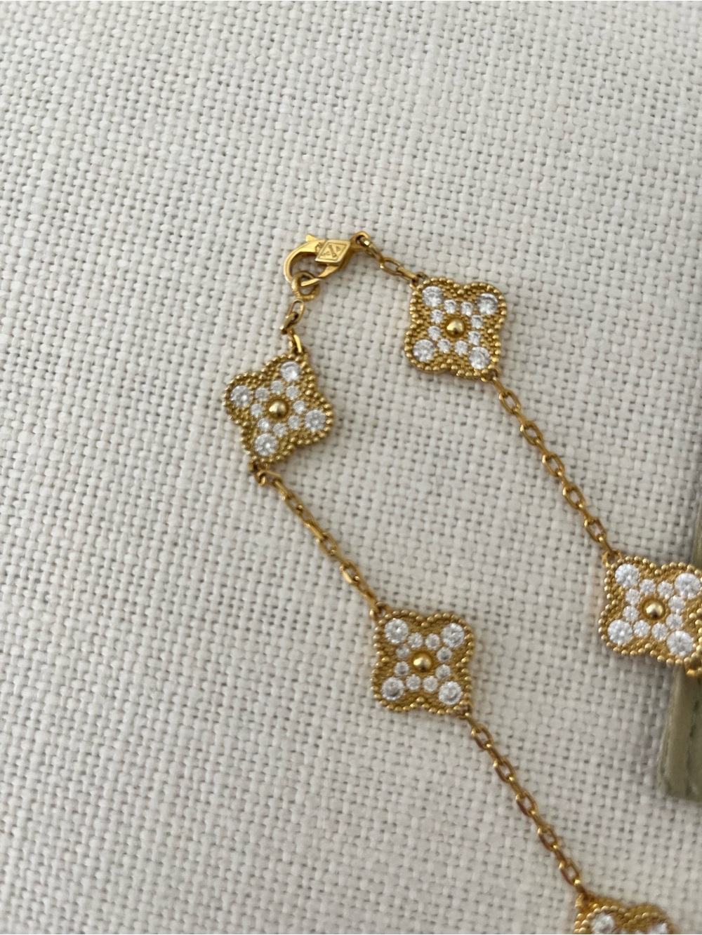 Alahambra Clover 10 Necklace with gold and pave Accents - Picture 5 of 6